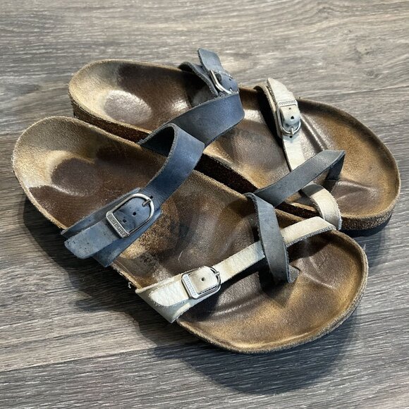 Birkenstock Mayari Sandals Size 9 EU 39 Dove Blue Mineral Nubuck Leather - Picture 2 of 10